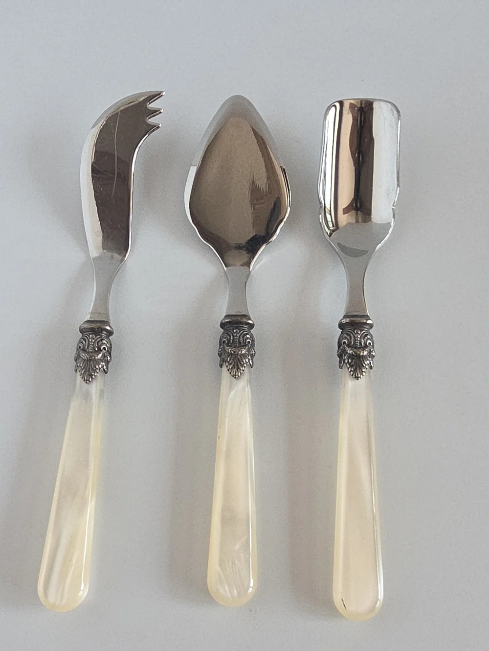 Vintage EME Inox Italy Napoleon 18/10 Sterling Silver Cheese Serving Set